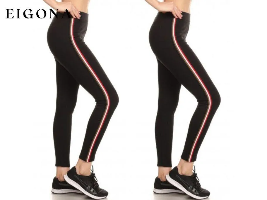 2-Pack: Women's Cotton Blend Side Stripe Leggings