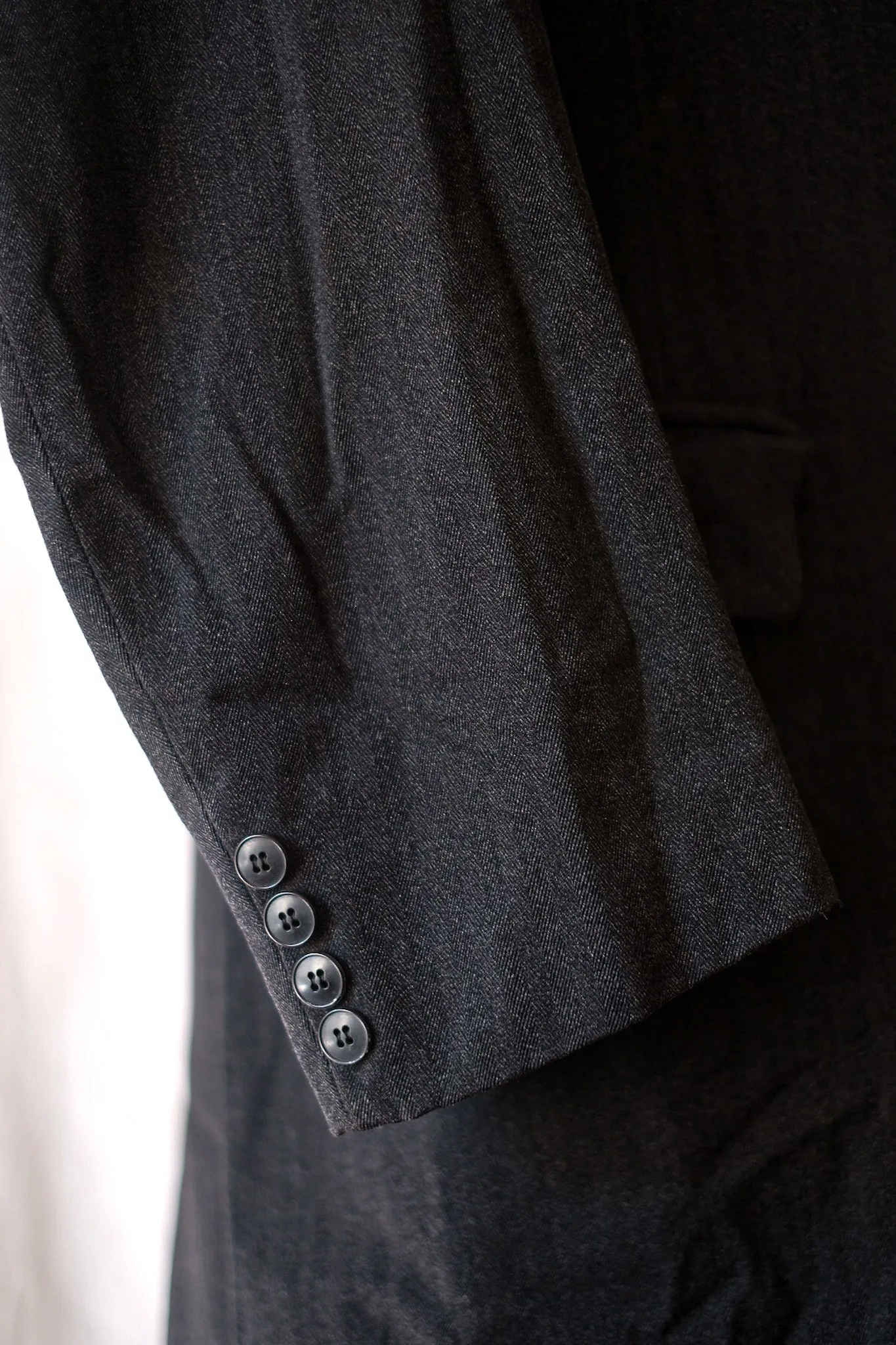 【~20's】French Vintage Herringbone Wool Double Breasted Coat