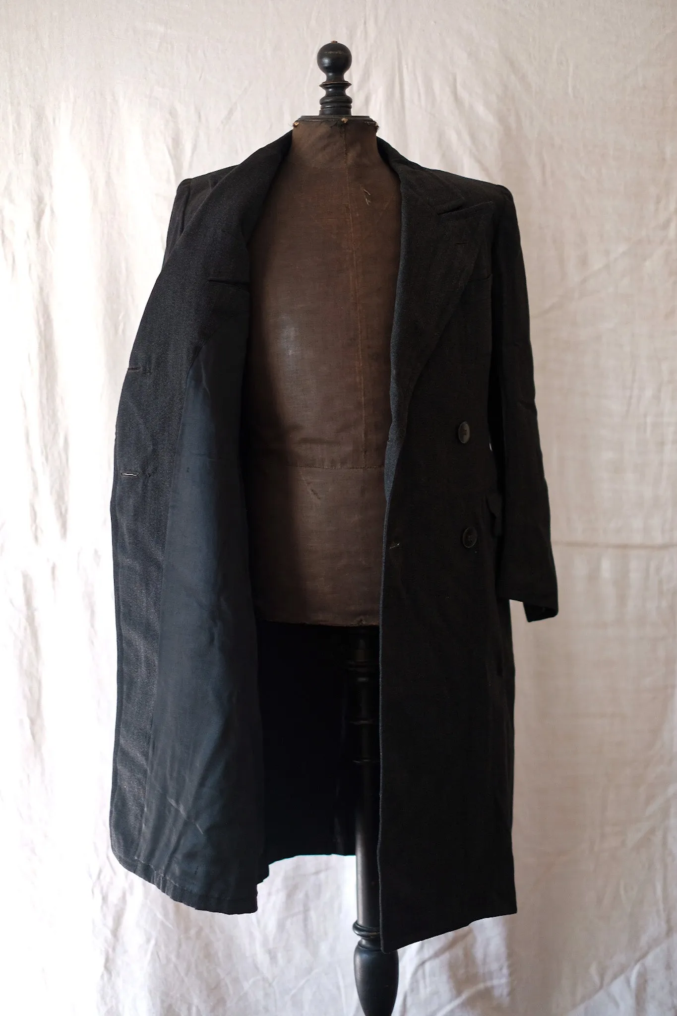 【~20's】French Vintage Herringbone Wool Double Breasted Coat