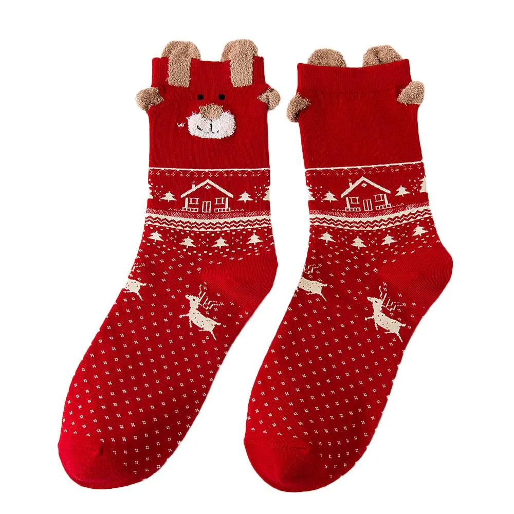 3 Pairs Christmas Winter Warm Deer Elk Xmas Socks Gifts