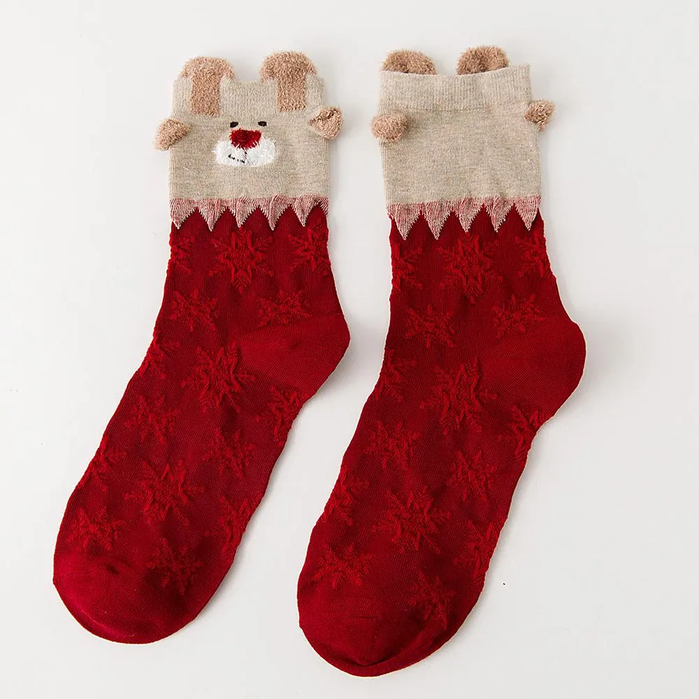 3 Pairs Christmas Winter Warm Deer Elk Xmas Socks Gifts