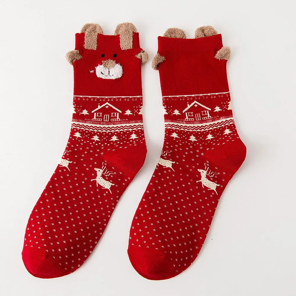 3 Pairs Christmas Winter Warm Deer Elk Xmas Socks Gifts