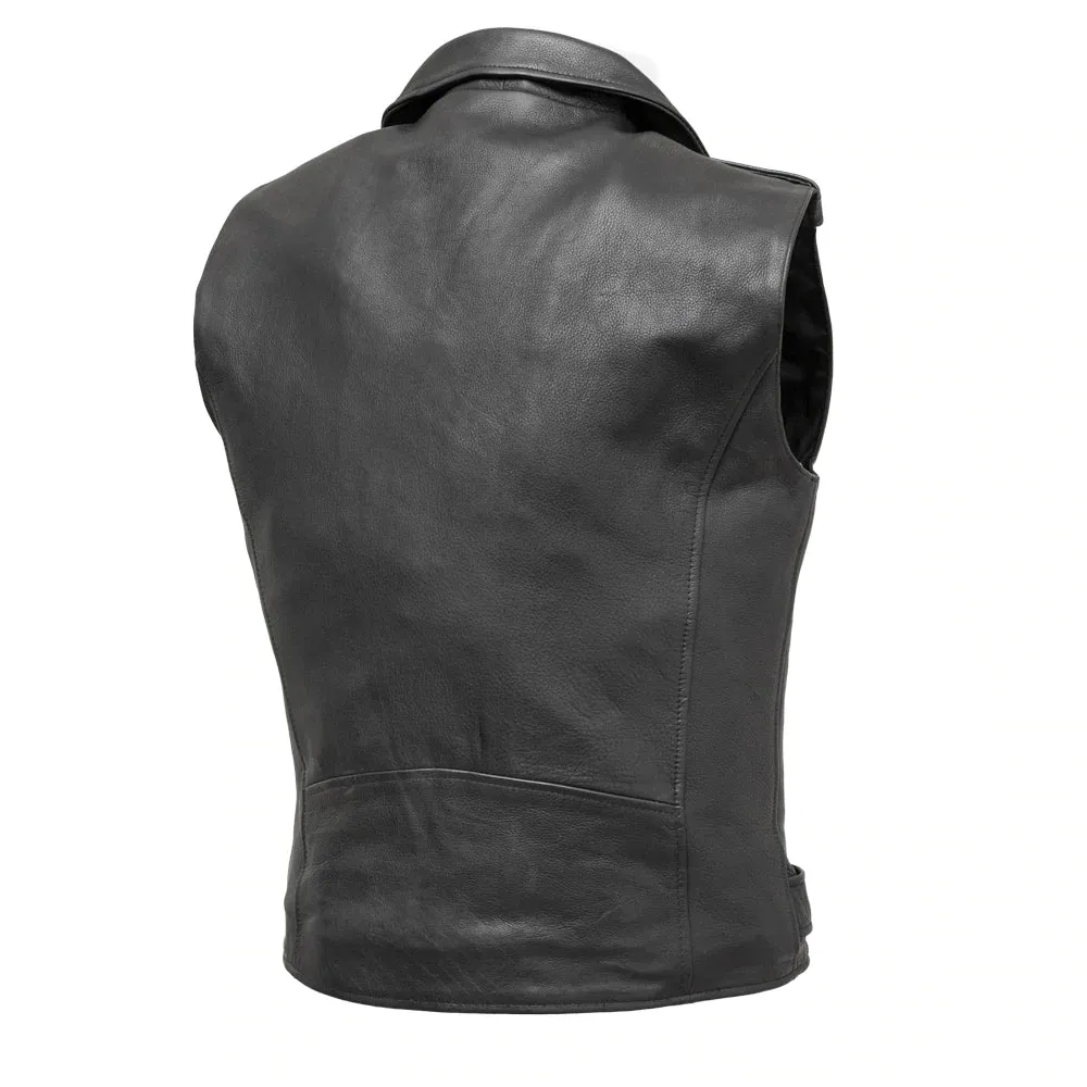 Addict - Men's Motorcycle Black Cowhide Leather Vest