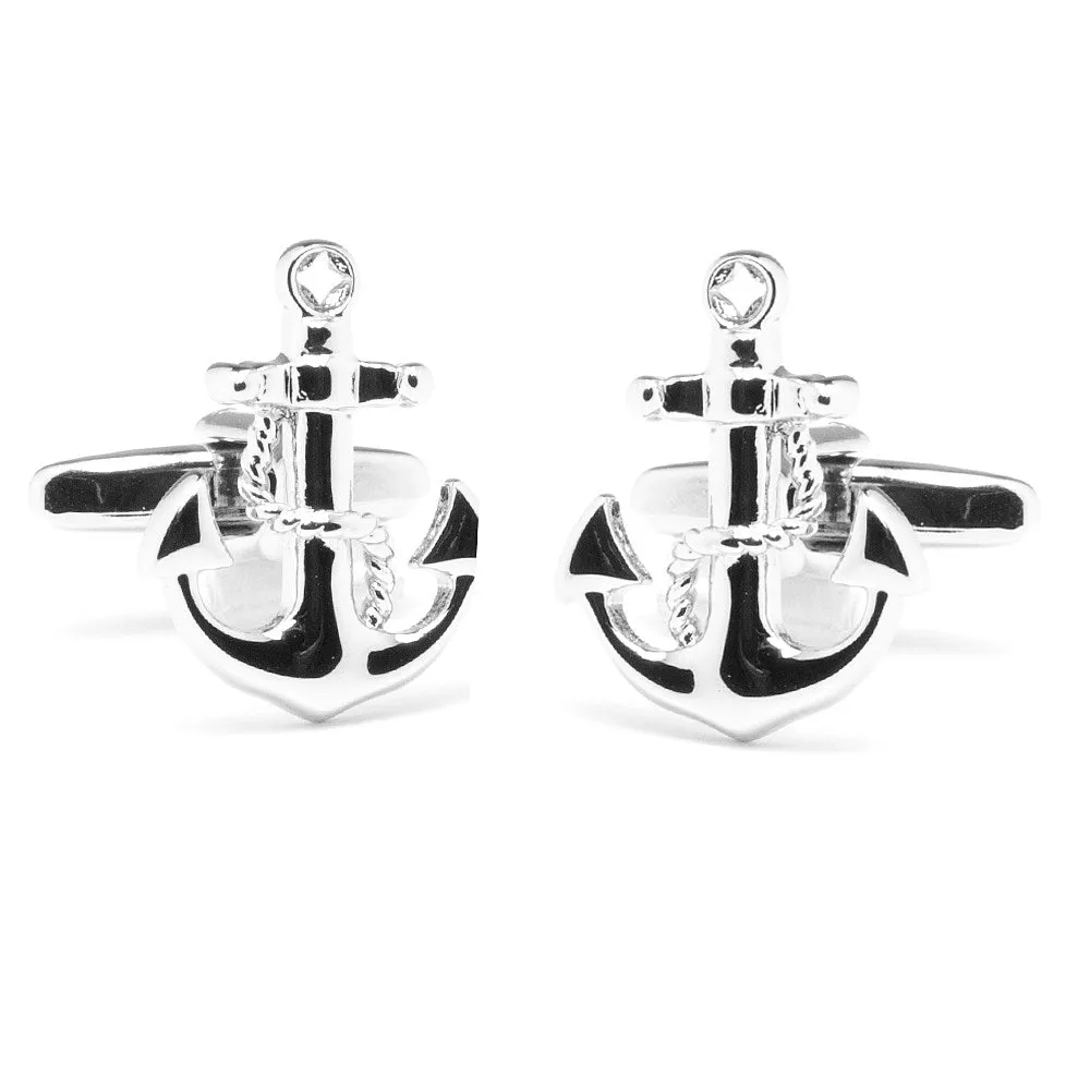 Anchor's Away Silver Cufflinks