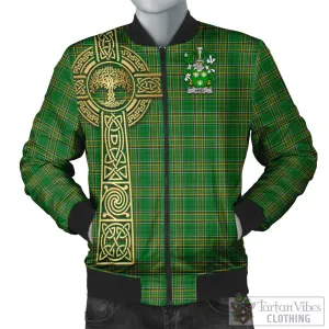 Aries Irish Clan Tartan Bomber Jacket with Coat of Arms Celtic Tree of Life Style