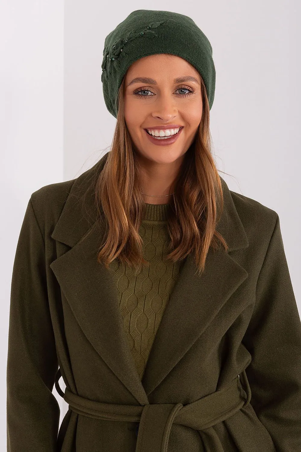 A.T. European Women's Acrylic Cashmere Winter Cap with Decorative Applique