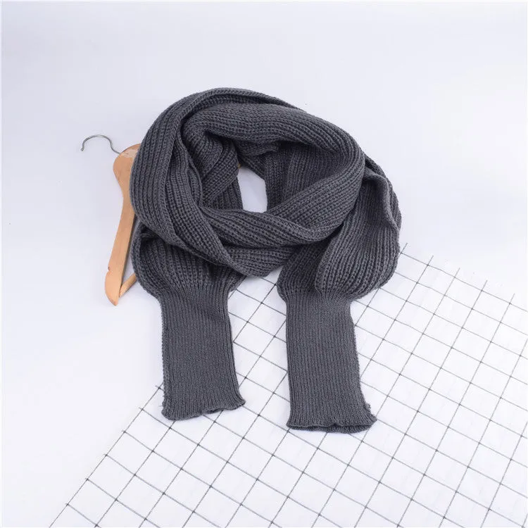 Autumn And Winter Women's Knitted Wool Scarf Shawl With Sleeves