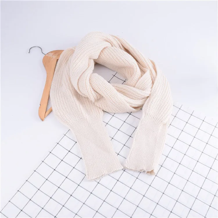 Autumn And Winter Women's Knitted Wool Scarf Shawl With Sleeves