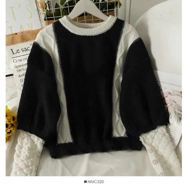 Autumn three-dimensional flower long sleeve Pullover round neck sweater female  2077