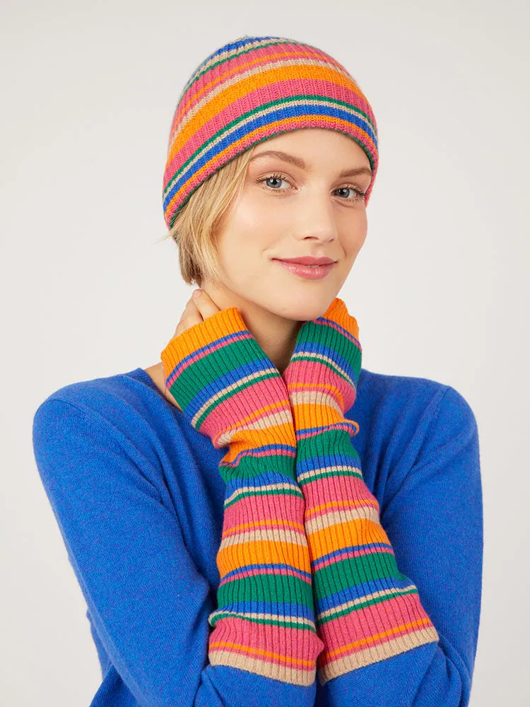 Azmin Multi Stripe Cashmere Wrist Warmers