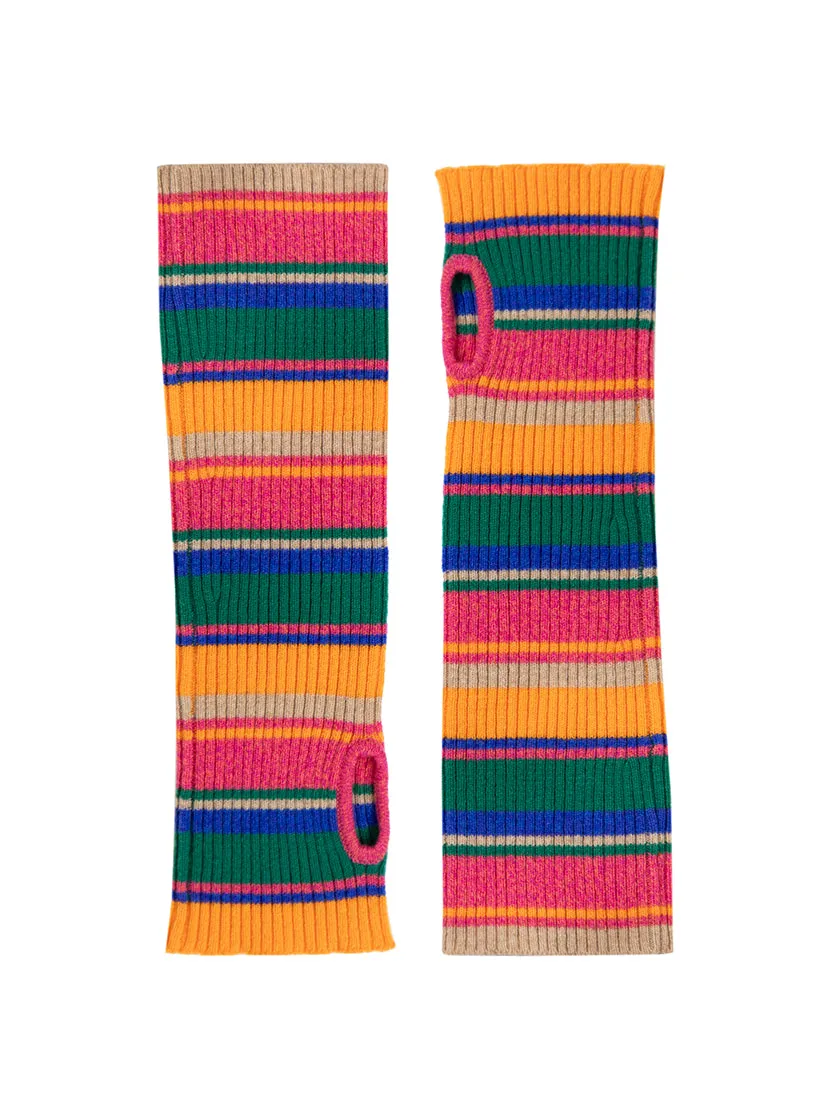 Azmin Multi Stripe Cashmere Wrist Warmers