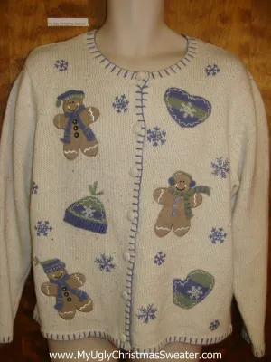 Baby blue and Brown Ugly Christmas Sweater Cardigan