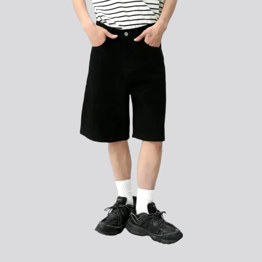 Baggy high-waist men's denim shorts