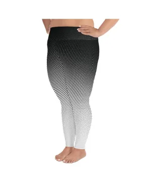 B&W Halftone Plus Size Leggings