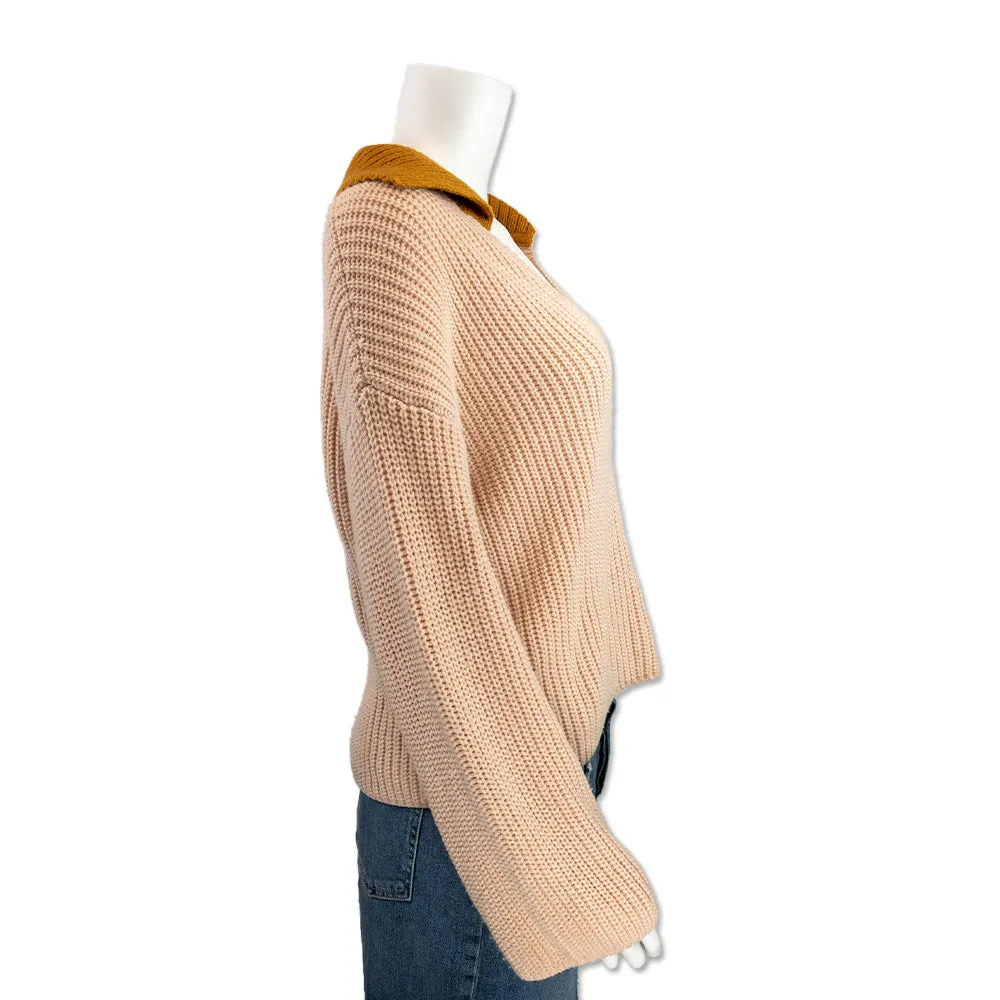 Baum Und Pferdgarten Pink and Orange V- Neck Cable Knit Sweater