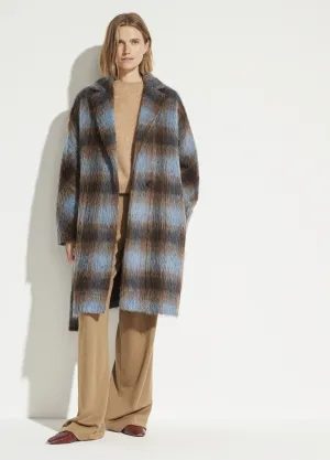 Belted Plaid Coat in Azurite Plaid