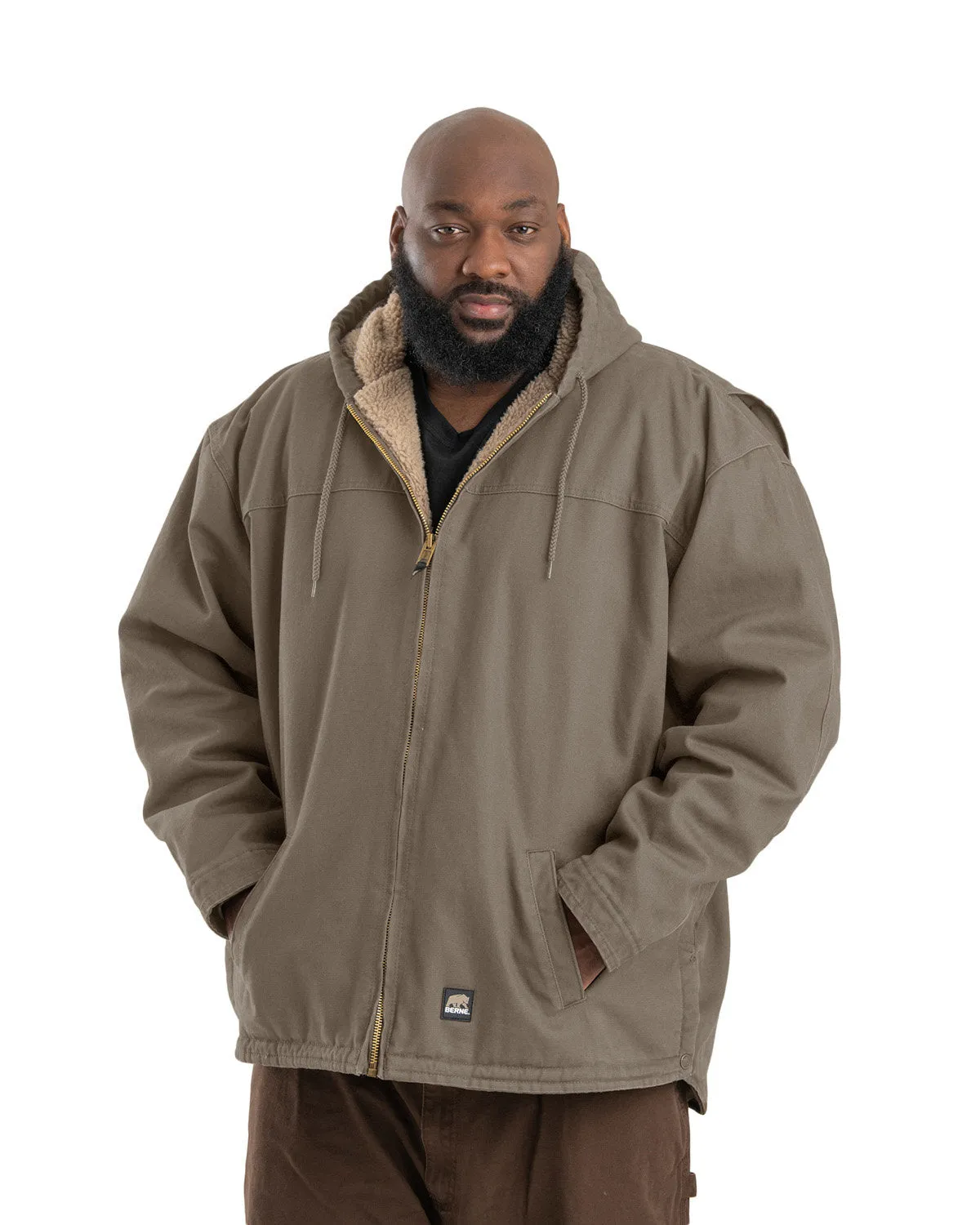 Berne Men's Heartland Washed Duck Hooded Work Coat HJ626