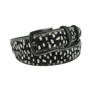 Black & White Leopard Print Pony Gunmetal Belt