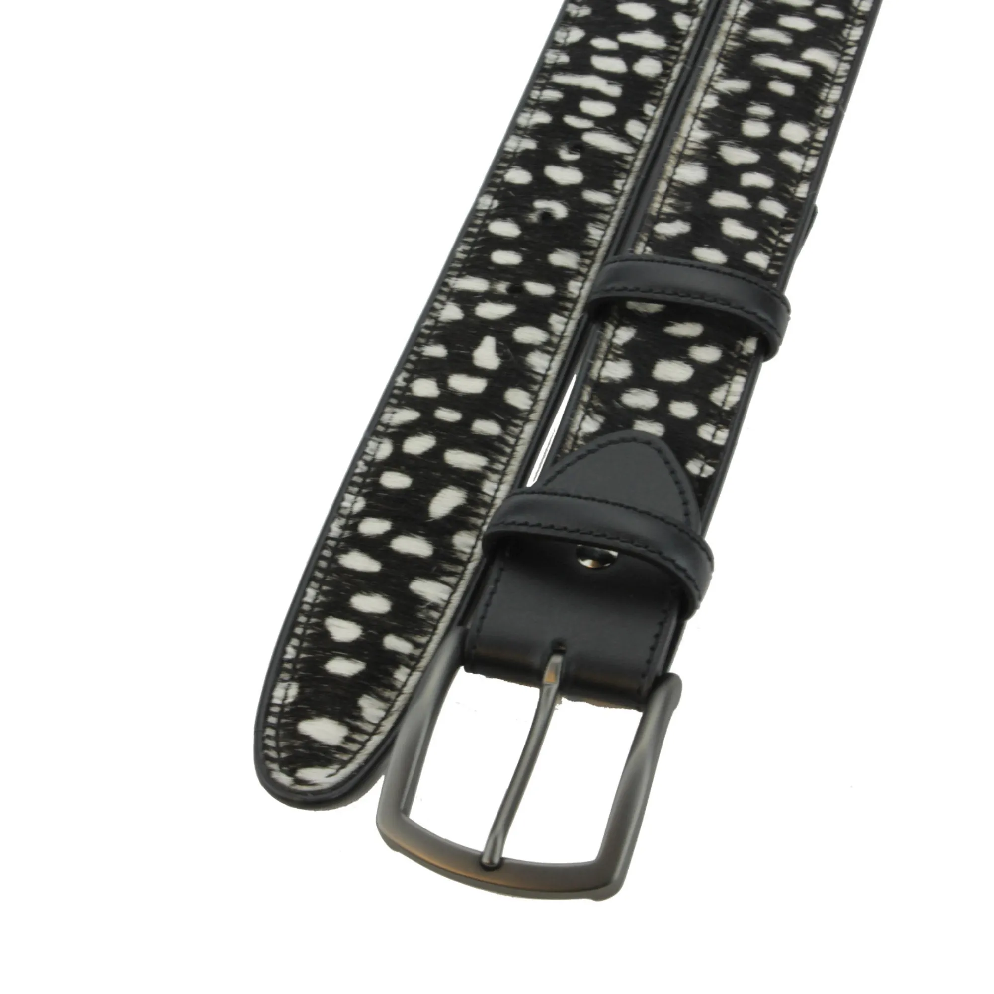 Black & White Leopard Print Pony Gunmetal Belt