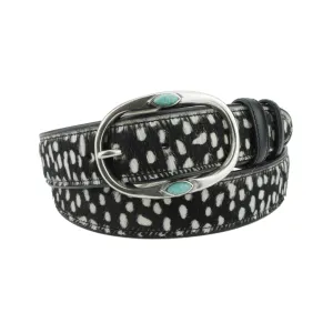 Black & White Leopard Print Pony Turq Belt