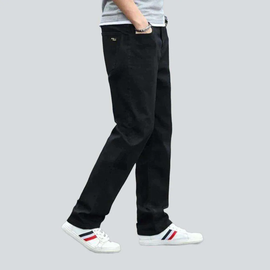 Black straight-fit jeans for men