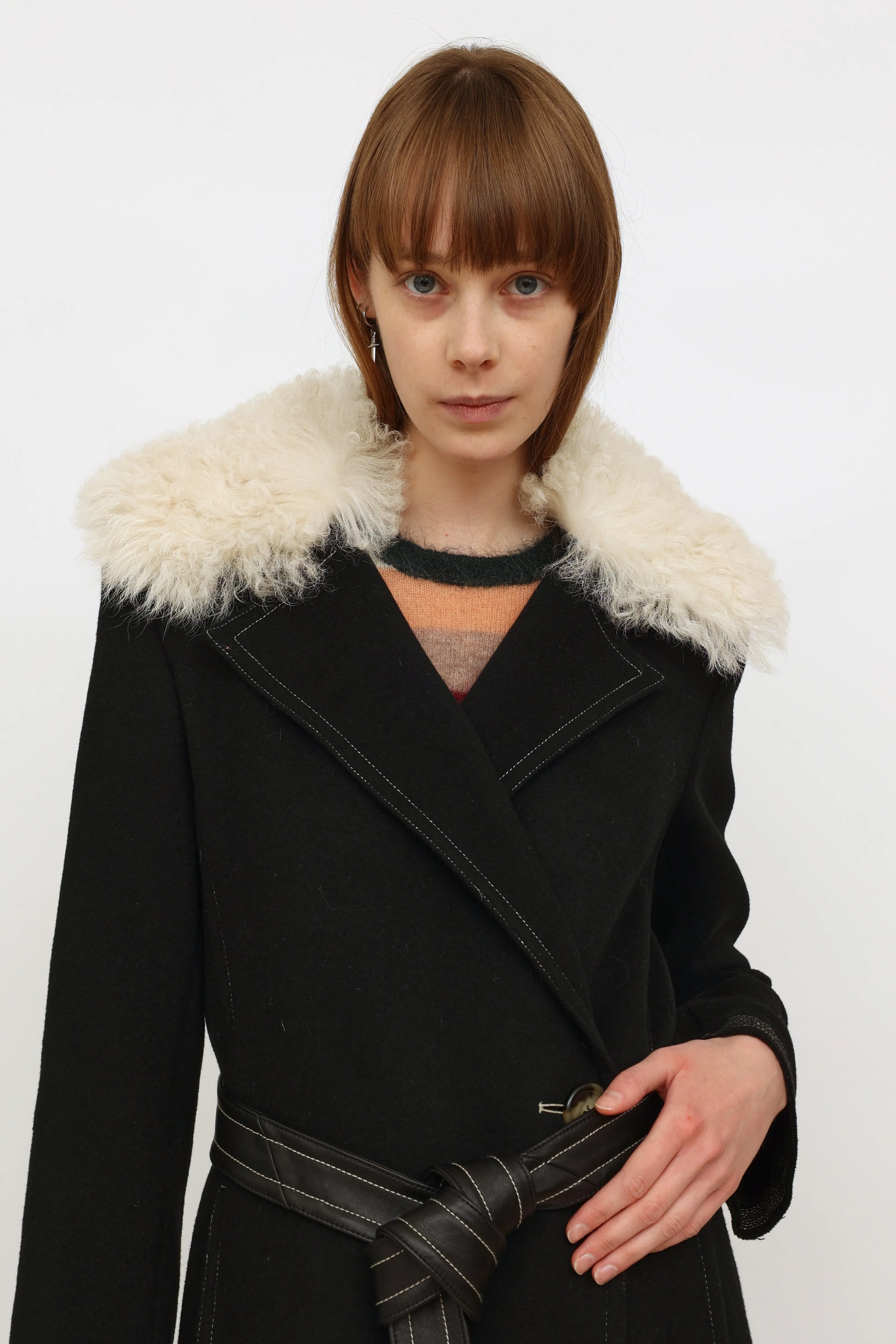 Black Wool Shearling Coat