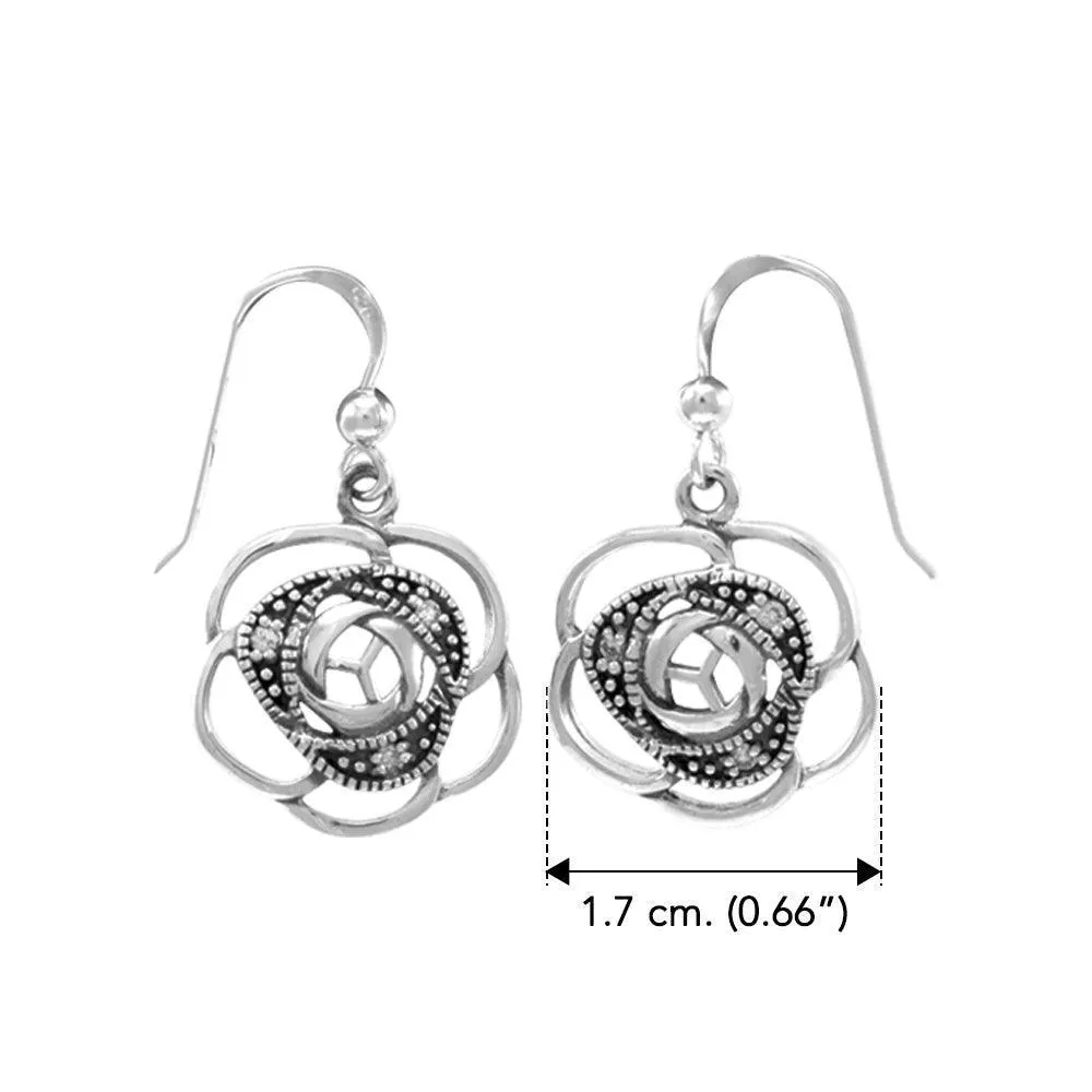 Blooming Rose Silver Earrings with Gems TER1265