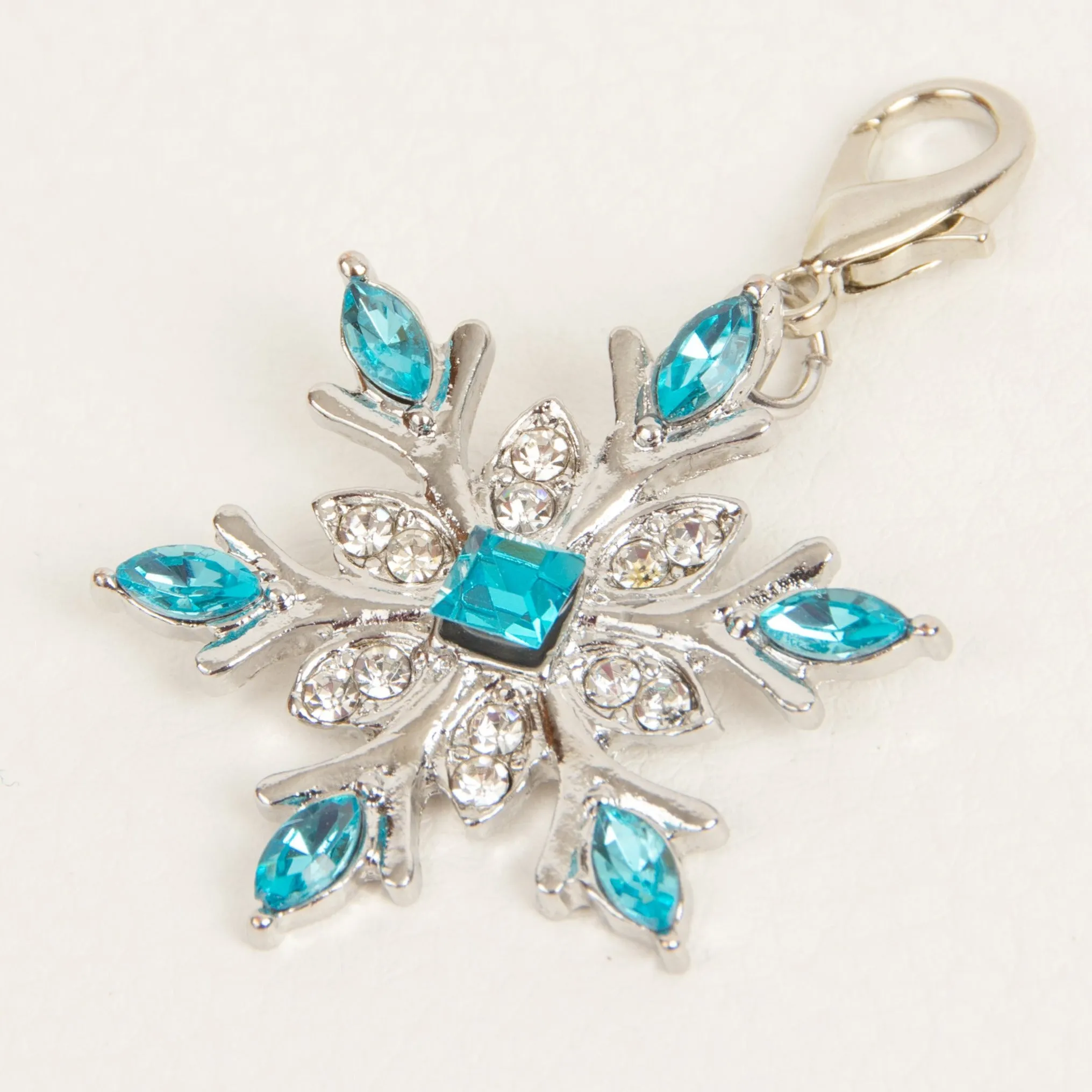 Blue Crystal Snowflake Travelers Notebook Charm - Stitch Marker