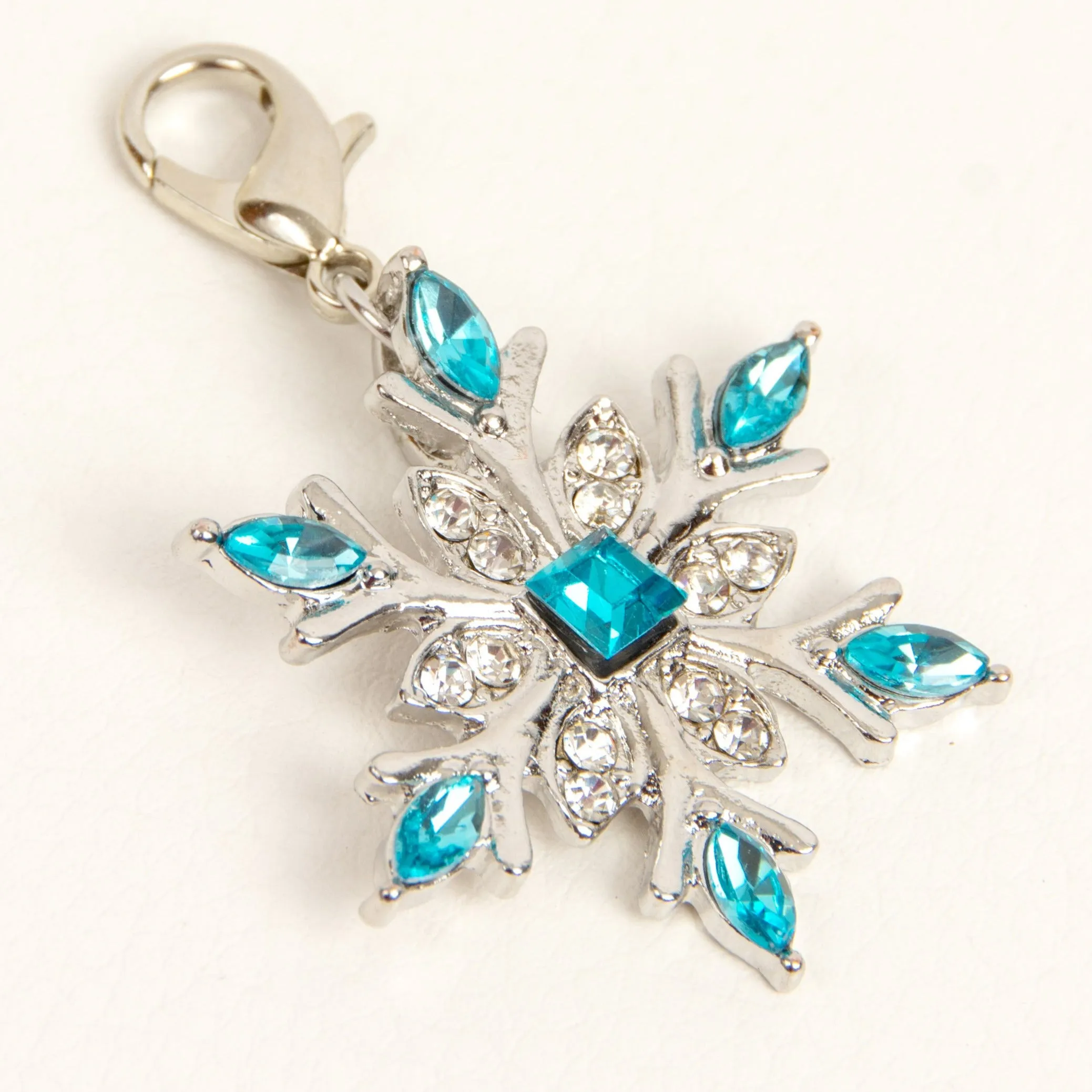 Blue Crystal Snowflake Travelers Notebook Charm - Stitch Marker