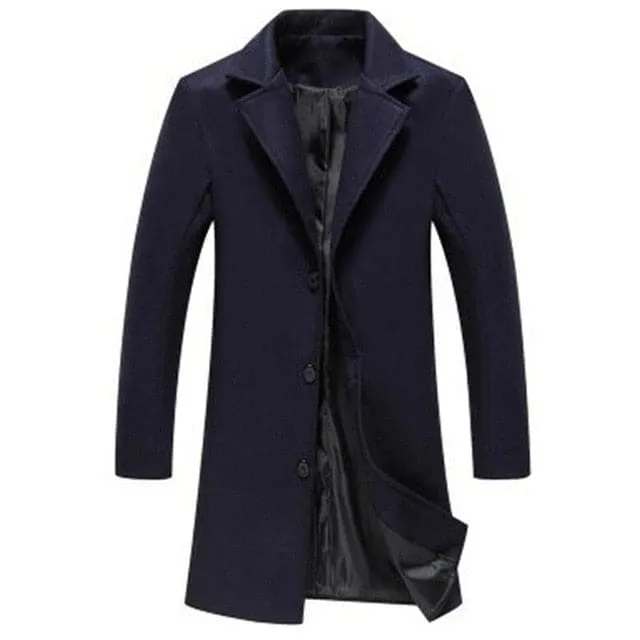 BRADFORD Design Collection Men's Fashion Dark Gray Coat Jacket Premium Quality Long Dark Gray Wool Coat Jacket