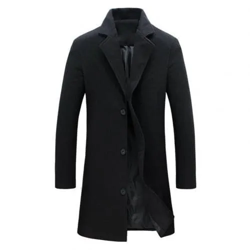 BRADFORD Design Collection Men's Fashion Dark Gray Coat Jacket Premium Quality Long Dark Gray Wool Coat Jacket