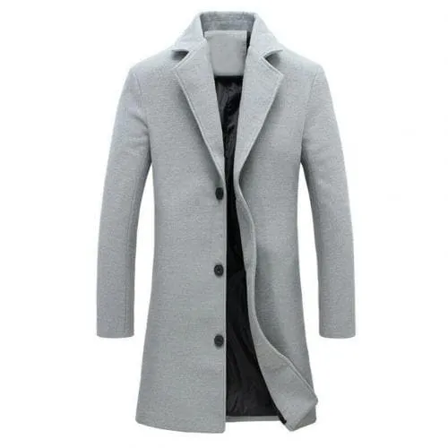 BRADFORD Design Collection Men's Fashion Dark Gray Coat Jacket Premium Quality Long Dark Gray Wool Coat Jacket