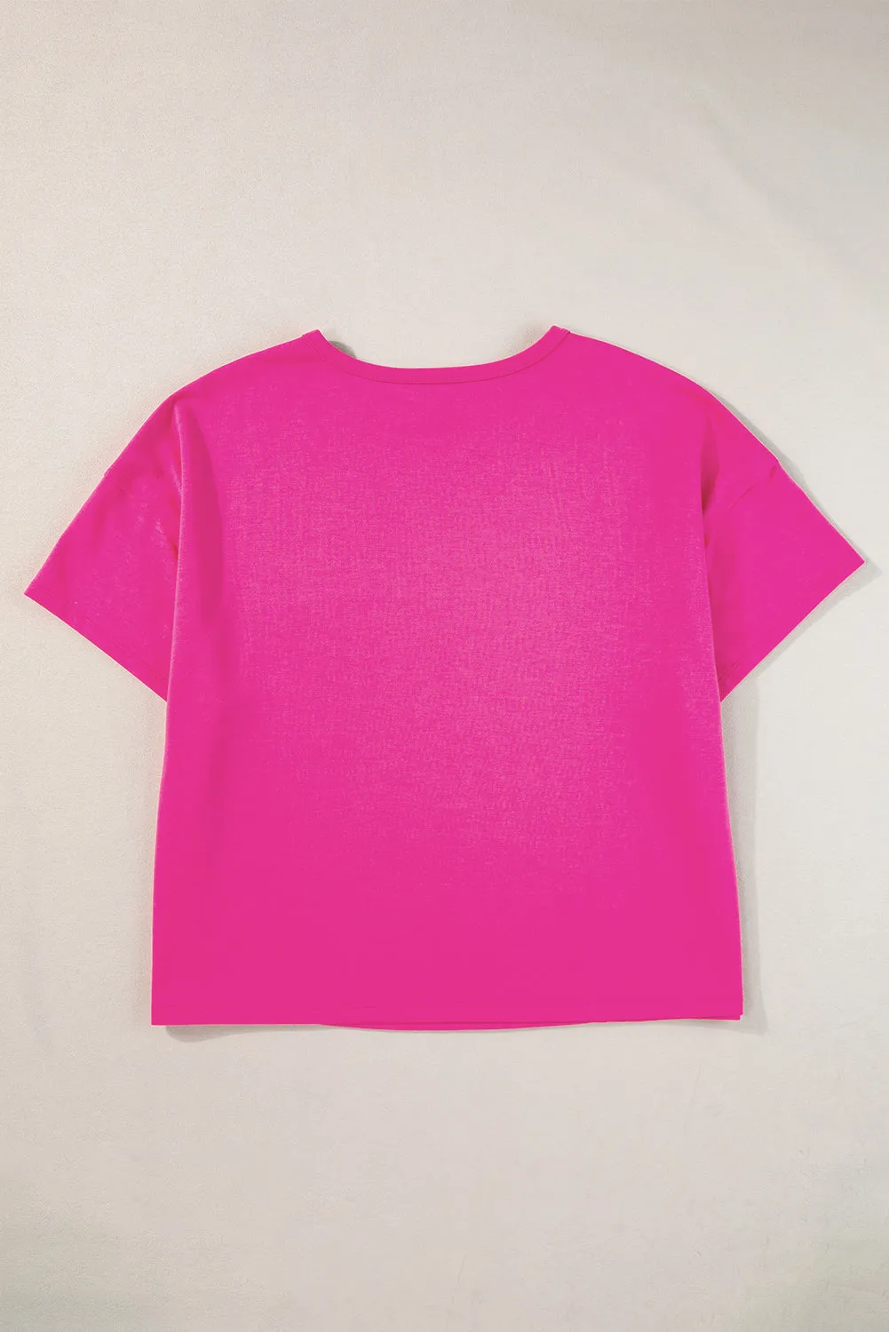 Bright Pink Patched Pocket Exposed Seam Oversize T-shirt