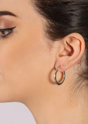 Broad Silver Hoop Earrings