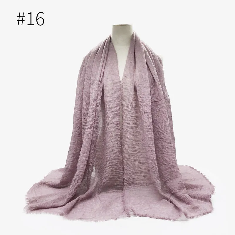 Bubble plain Scarf / cotton scarf fringes women soft solid hijab popular muffler shawls big Pashmina wrap hijab