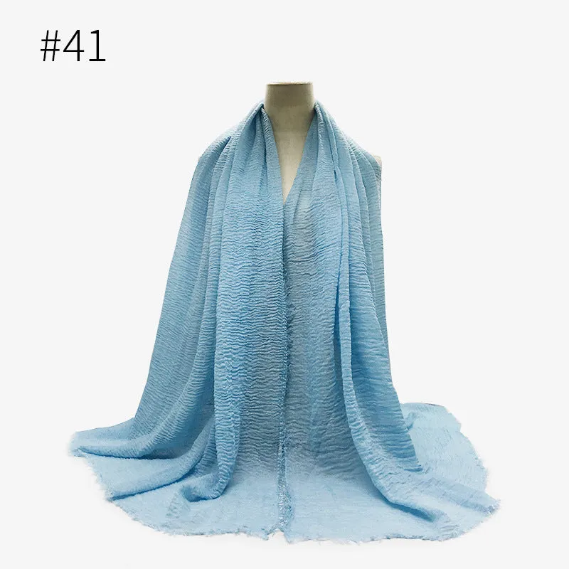 Bubble plain Scarf / cotton scarf fringes women soft solid hijab popular muffler shawls big Pashmina wrap hijab