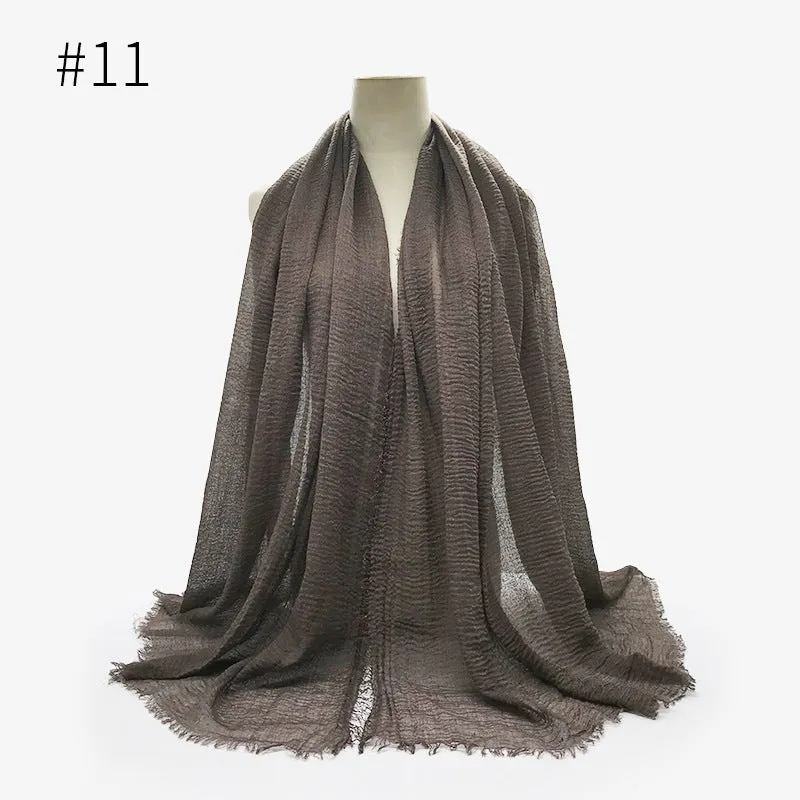 Bubble plain Scarf / cotton scarf fringes women soft solid hijab popular muffler shawls big Pashmina wrap hijab