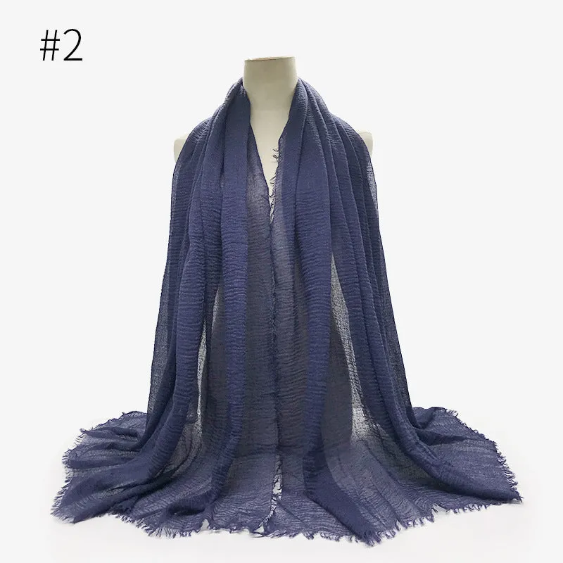 Bubble plain Scarf / cotton scarf fringes women soft solid hijab popular muffler shawls big Pashmina wrap hijab