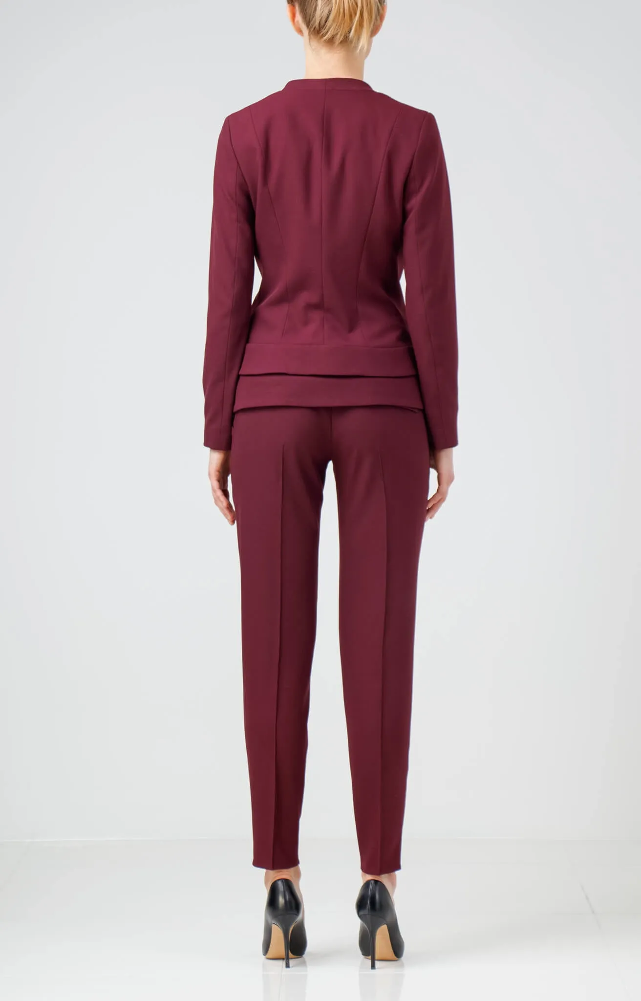 Burgundy viscose crepe pants