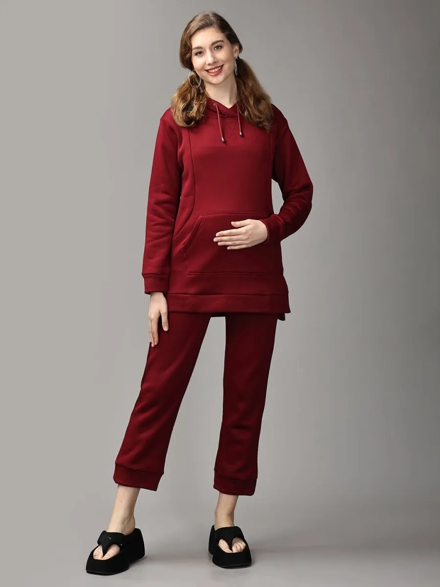 Can't Beet Me! Maternity And Nursing Hoodie Pajama Loungewear Set