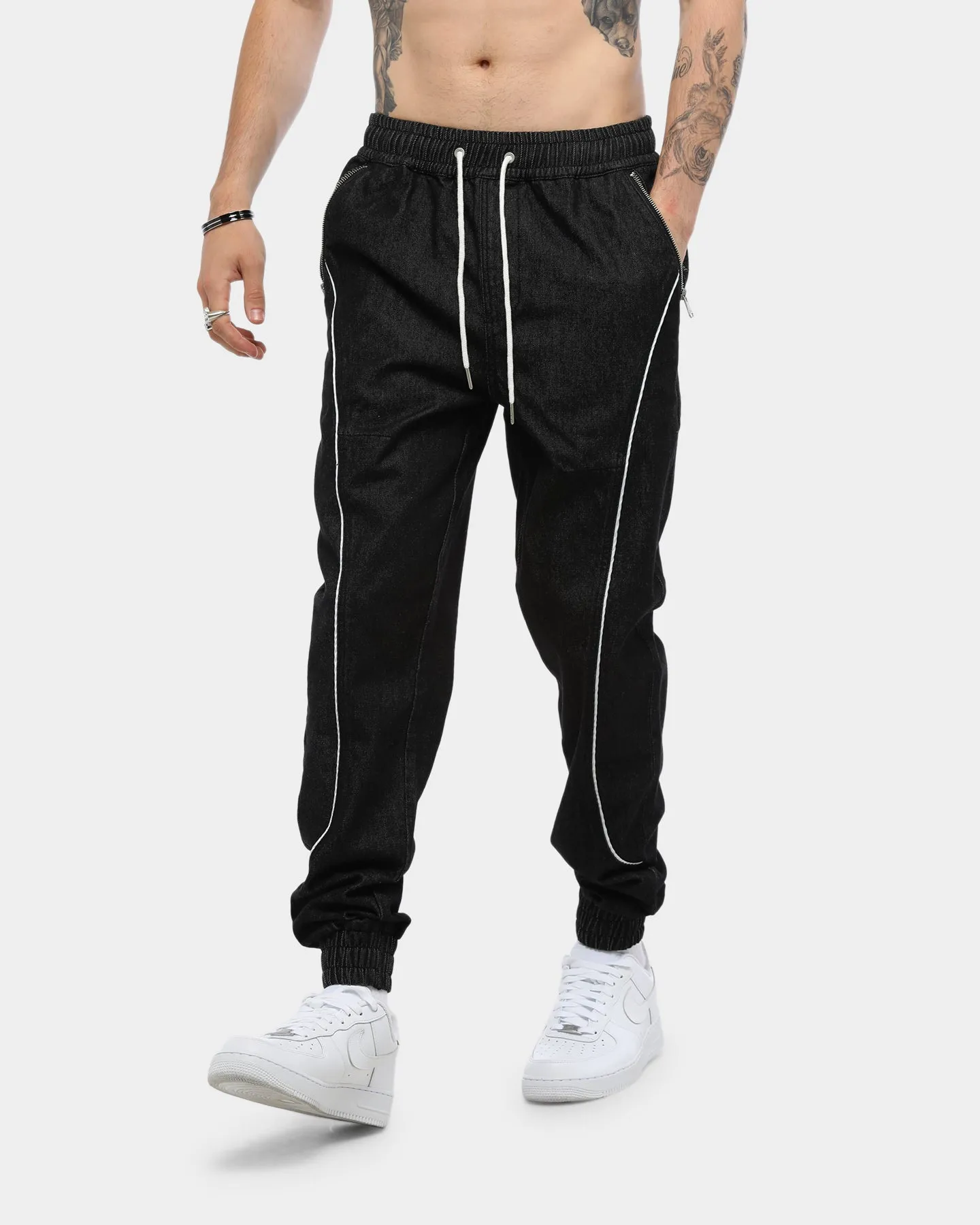 Carré Men's Rayures Denim Jogger Black