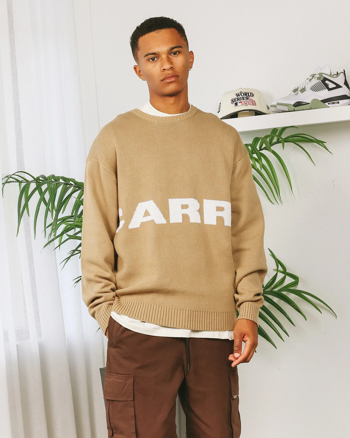 Carré Statement Knitted Sweater Stone