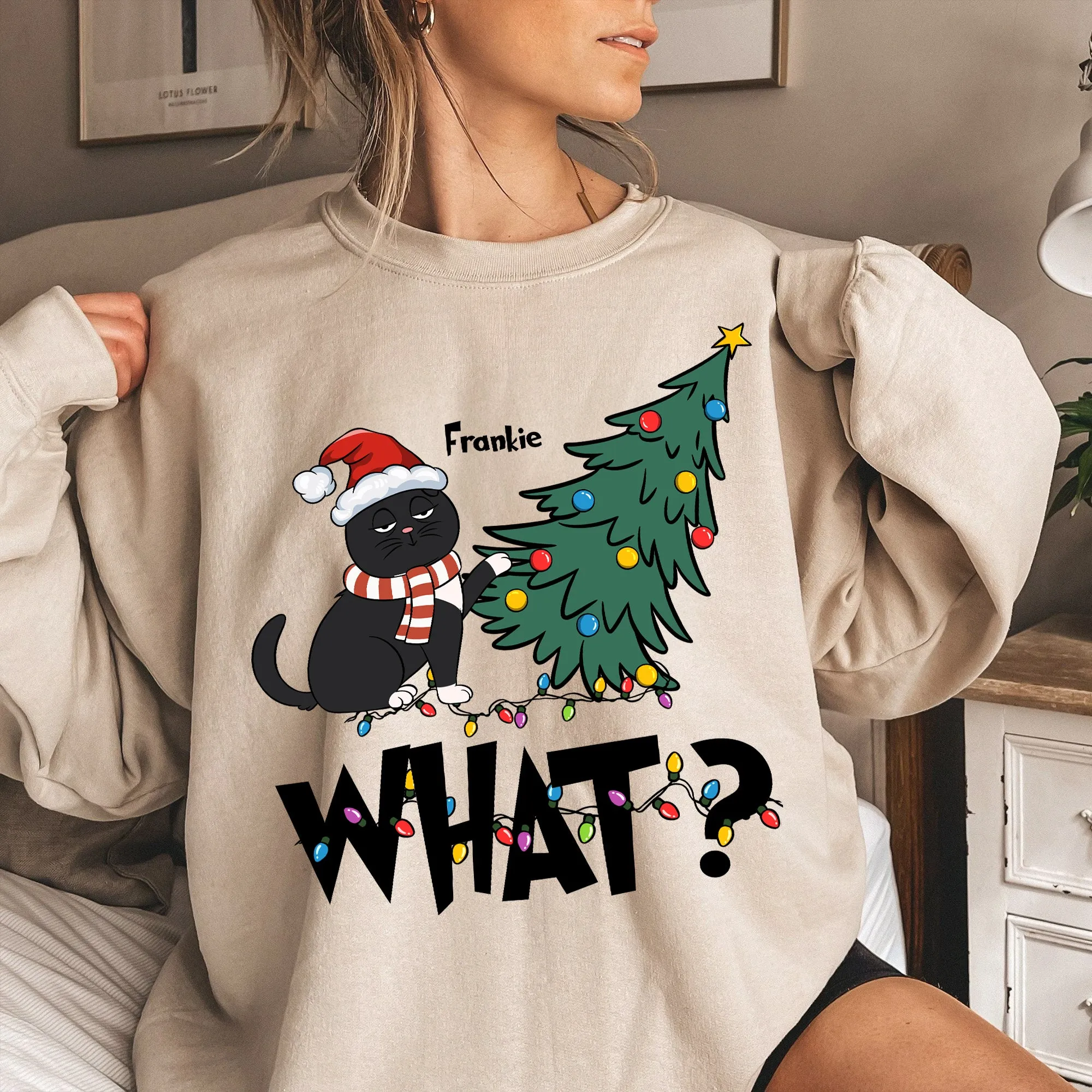 Cat What Christmas Tree - Personalized Sweatshirt