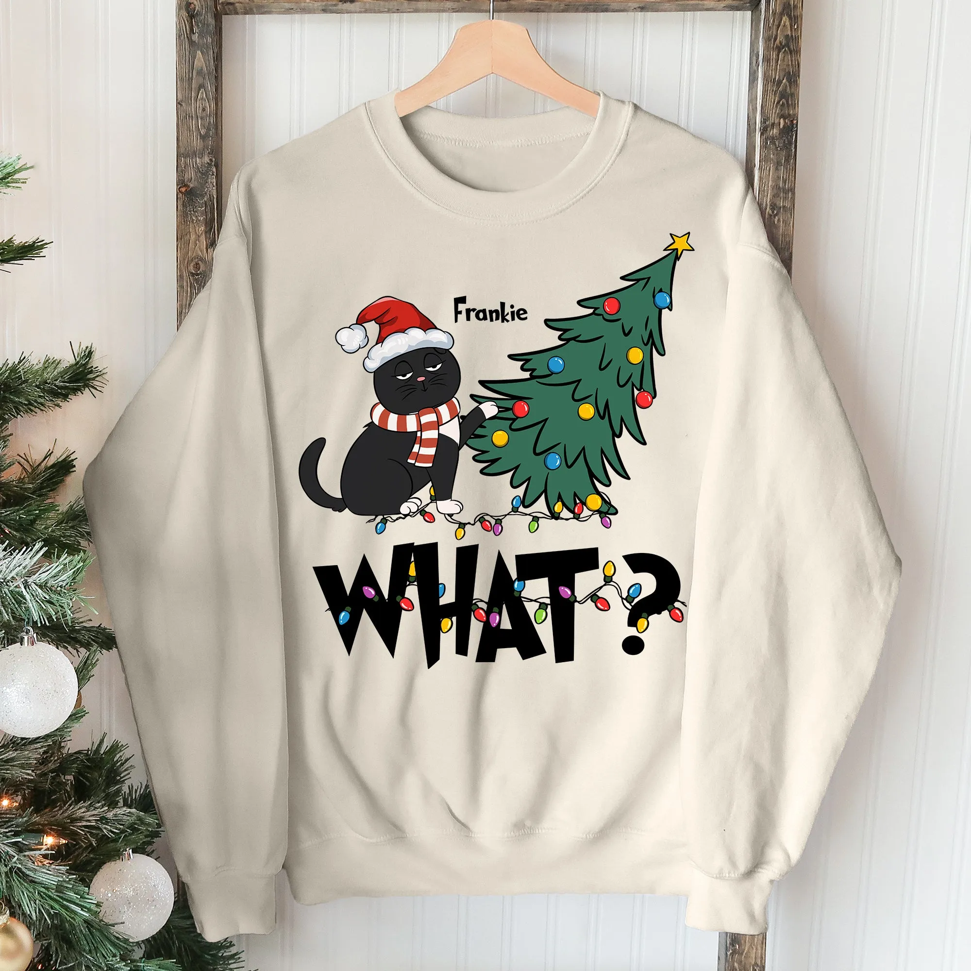 Cat What Christmas Tree - Personalized Sweatshirt