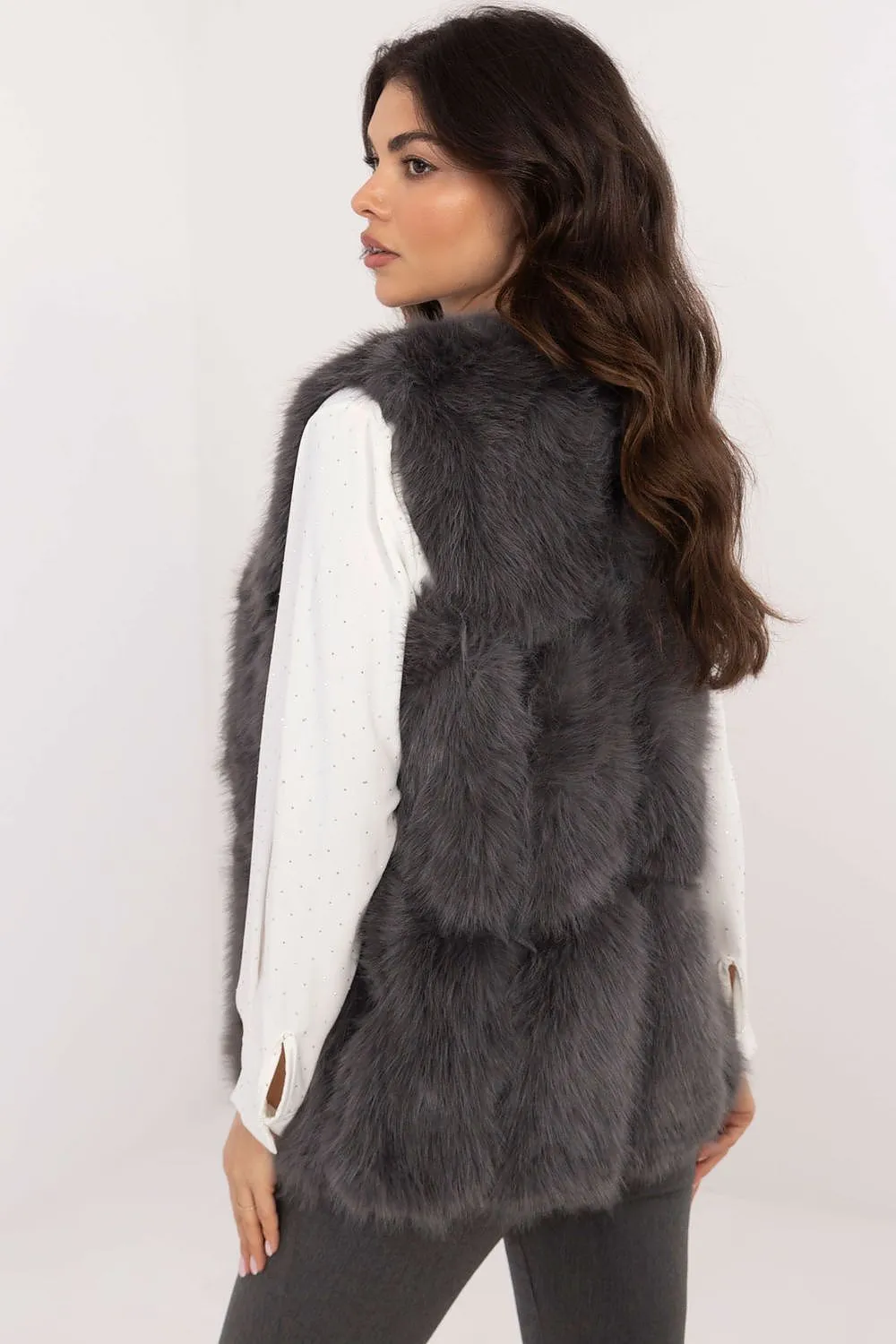 Charcoal Grey Fur Vest