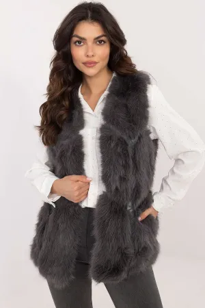 Charcoal Grey Fur Vest