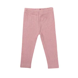 Cotton Ribbed Leggings - Carnation