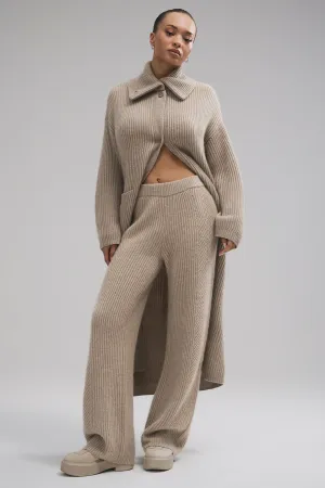 Courchevel Cashmere Long Cardigan - Flax Heather