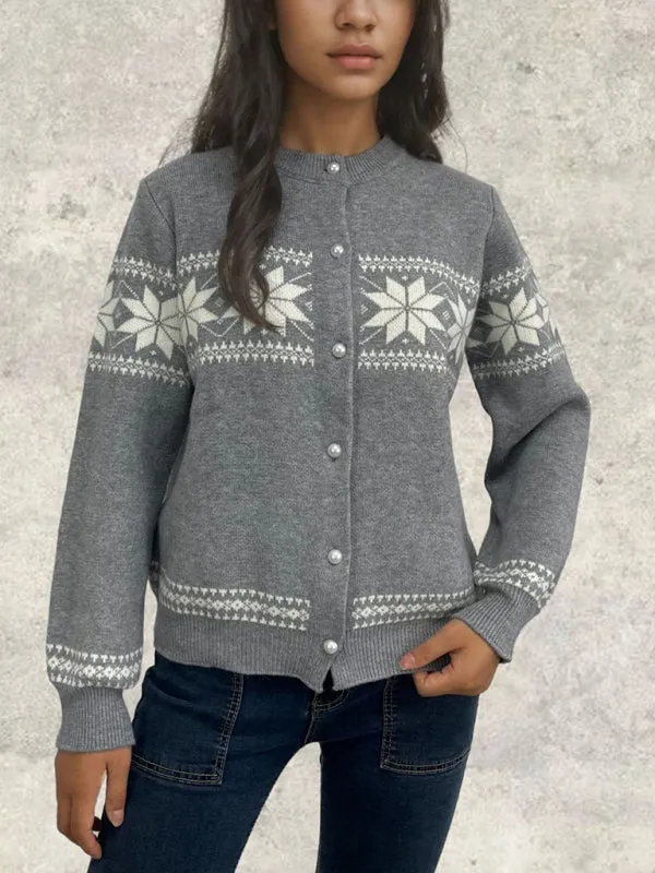 Cozy Knit Snowflake Cardigan for Stylish Winters