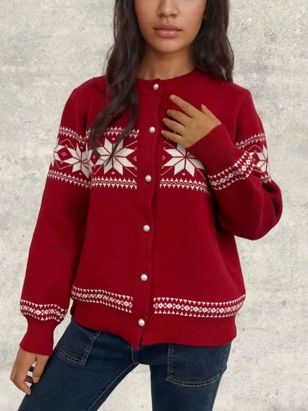 Cozy Knit Snowflake Cardigan for Stylish Winters